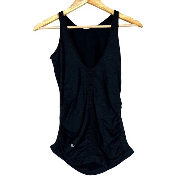Lululemon In The Flow Tank Top Heathered Black Womens 4 Scoop Back Athleisure - Picture 5 of 5